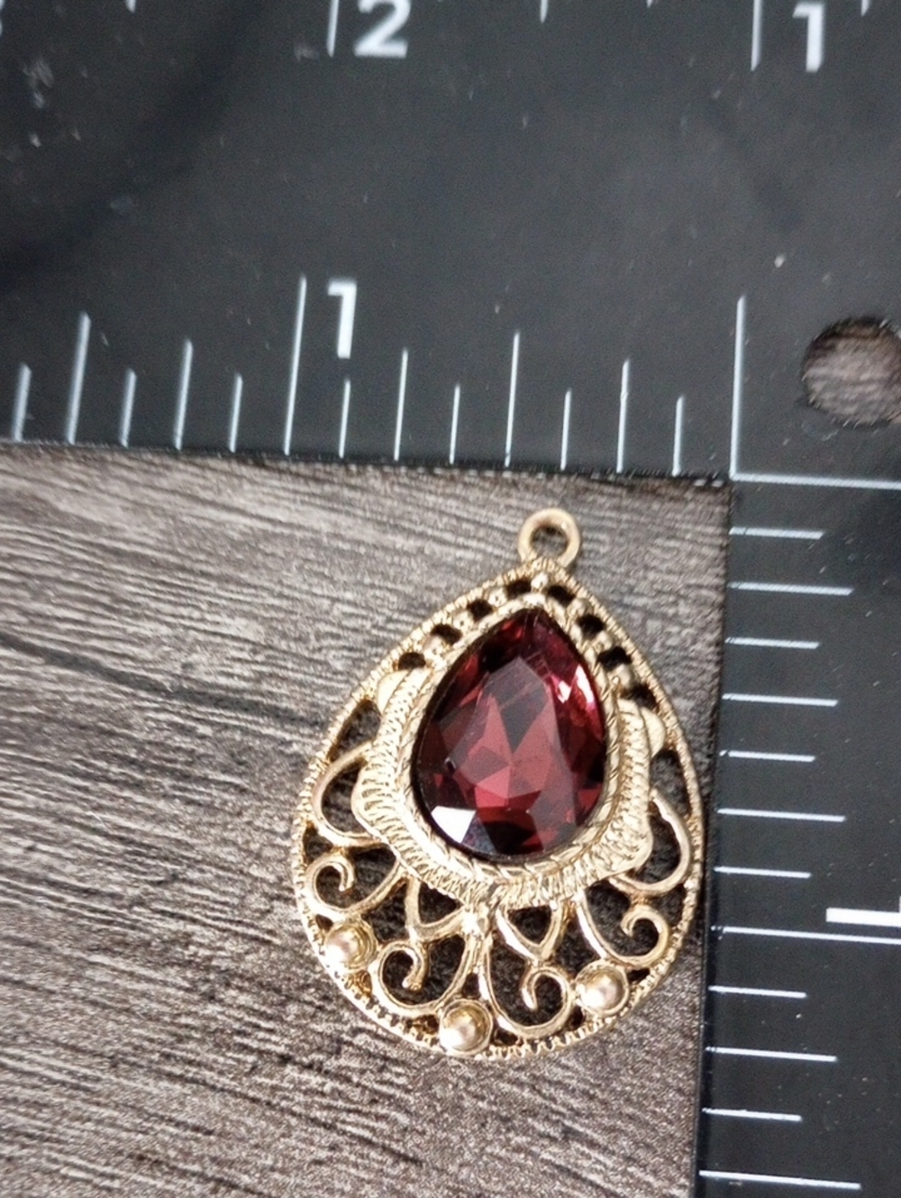Purple Garnet Filigree Pendant with Deep Tone Teardrop P255 - Picture 2 of 2